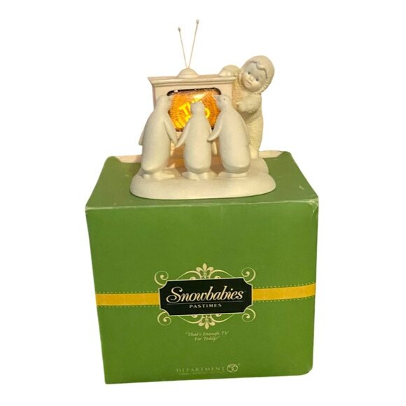 Snowbabies "Thats Enough TV For Today!" Figurine With Penguins By Kristi Jensen - Picture 13 of 16